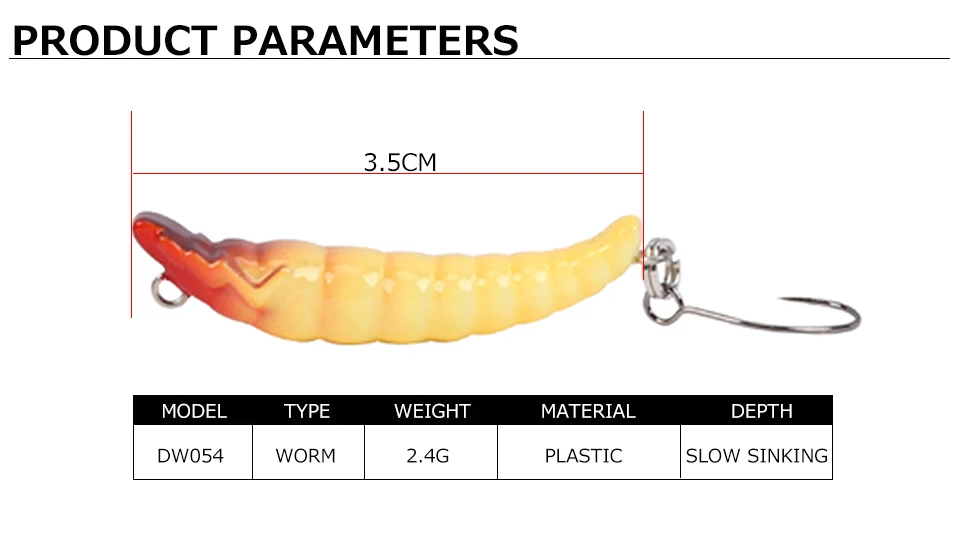 Walk Fish, 1 шт., мини-приманка-карандаш, 3,5 см, 2,4 г, медленное погружение, Реалистичная червь, жесткая рыболовная приманка-форель, приманка, владелец одного крючка, HH042
