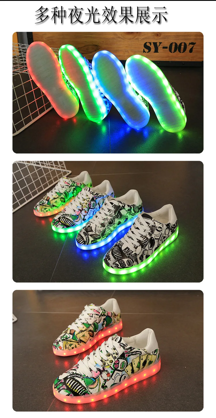 KRIATIV/модные камуфляжные светящиеся кроссовки для детей; обувь с подсветкой; Светящиеся кроссовки для девочек с зарядкой от USB; детская обувь; светильник