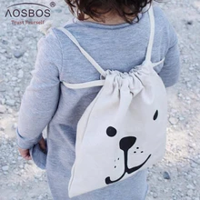 Aosbos/Детские холщовые Сумки на шнурке, Детская сумка для хранения с героями мультфильмов, повседневная дорожная сумка для хранения, мини-рюкзак для детей