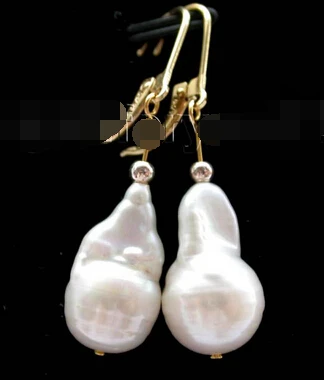 

wb00620 Genuine Natural white Reborn Keshi pearl Earrings 14KGP