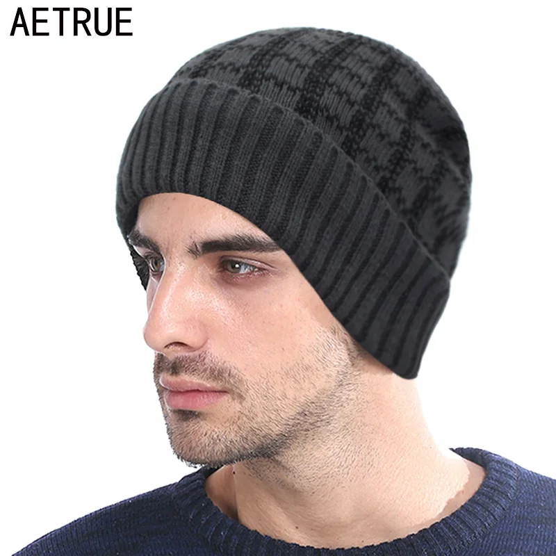 Модная вязаная шапка AETRUE Зимняя Шапка бини для мужчин и женщин