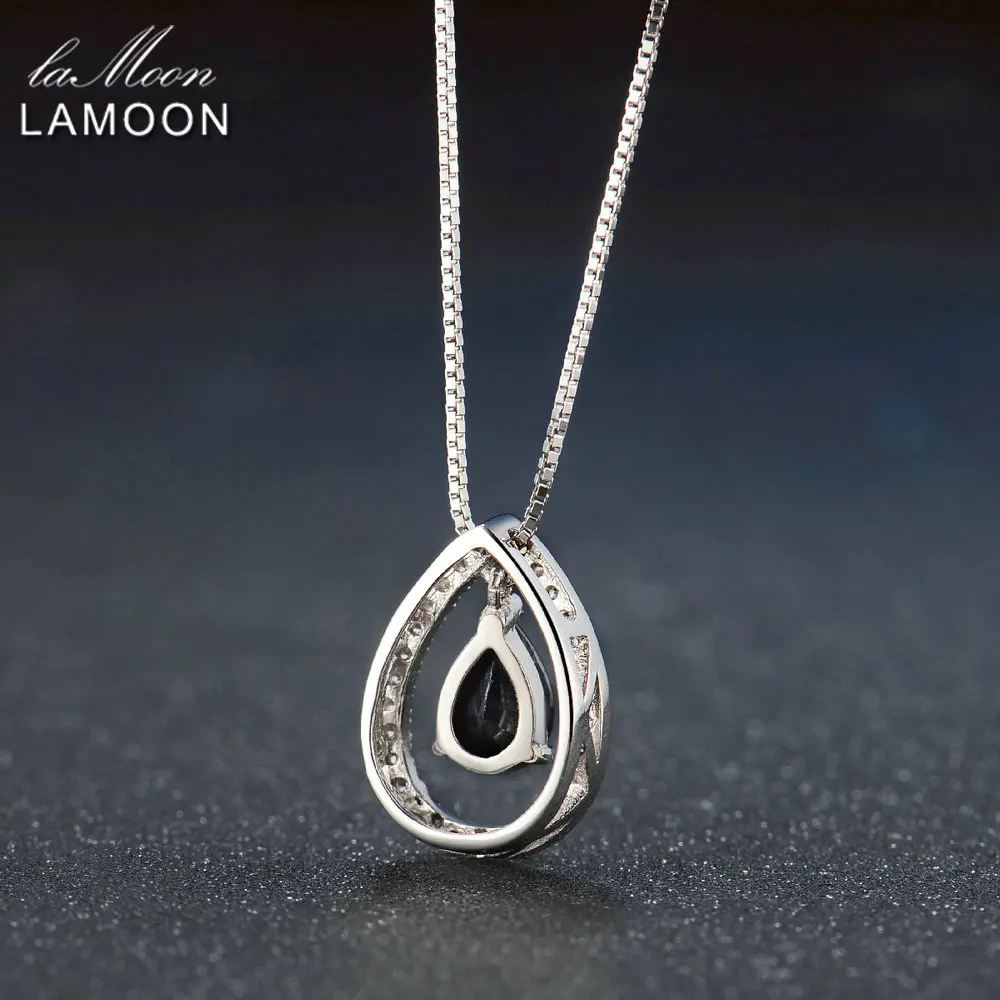 LAMOON 5X7mm Teardrop 100% Real Blue Sapphire 925 Sterling Silver Chain Pendant Necklace Jewelry S925 LMNI059 - Image 5