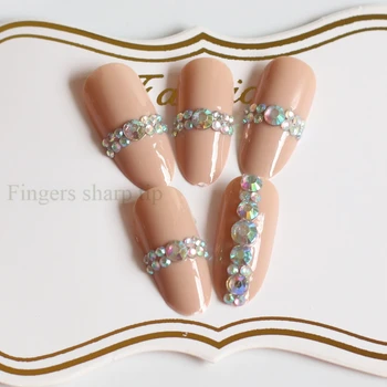 

2020 fashion beautiful candy color round head fake nails long section 24pcs brown W25