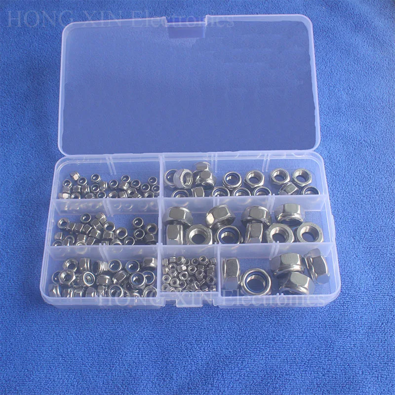 165pcs M3 M4 M5 M6 M8 M10 M12 Stainless Steel Nylon Lock Nut Metric Assortment Kit Screw Lock Hex Nut Insert Locking Nuts 165pcs M3 M4 M5 M6 M8 M10 M12 Stainless Steel Nylon Lock Nut Metric Assortment Kit Screw Lock Hex Nut Insert Locking Nuts