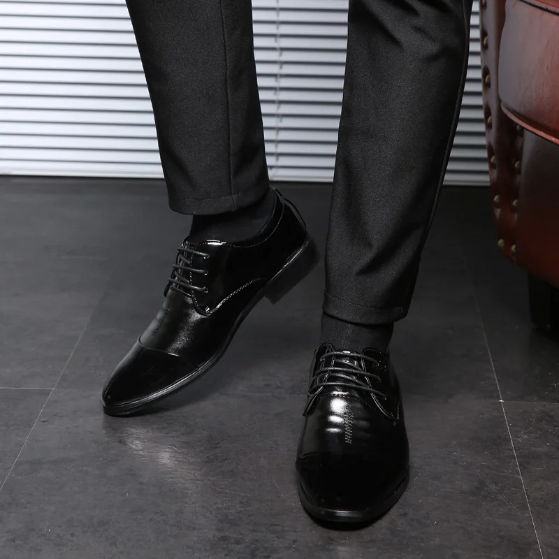 Men Dress Shoes Pointed Toe Hard-Wearing Business Oxford Shoes For Male Fashion Groom Wedding Shoes Original Elegant Men Shoes Men Dress Shoes Pointed Toe Hard-Wearing Business Oxford Shoes For Male Fashion Groom Wedding Shoes Original Elegant Men Shoes