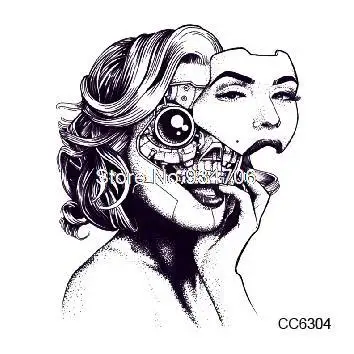 CC6304 6X6cm Little Vintage Old School Style Black Skull Women Temporary Tattoo Sticker Body Art Water Transfer Fake Taty CC6304 6X6cm Little Vintage Old School Style Black Skull Women Temporary Tattoo Sticker Body Art Water Transfer Fake Taty