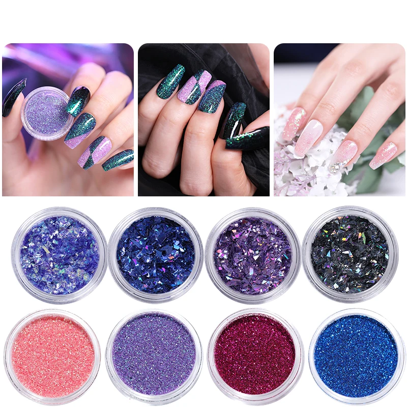 

1g/Bottle Nail Glitter Sequins Holographic Shining Irregular Flakes Gradient Nail Powder Colorful Nail Art Decoration