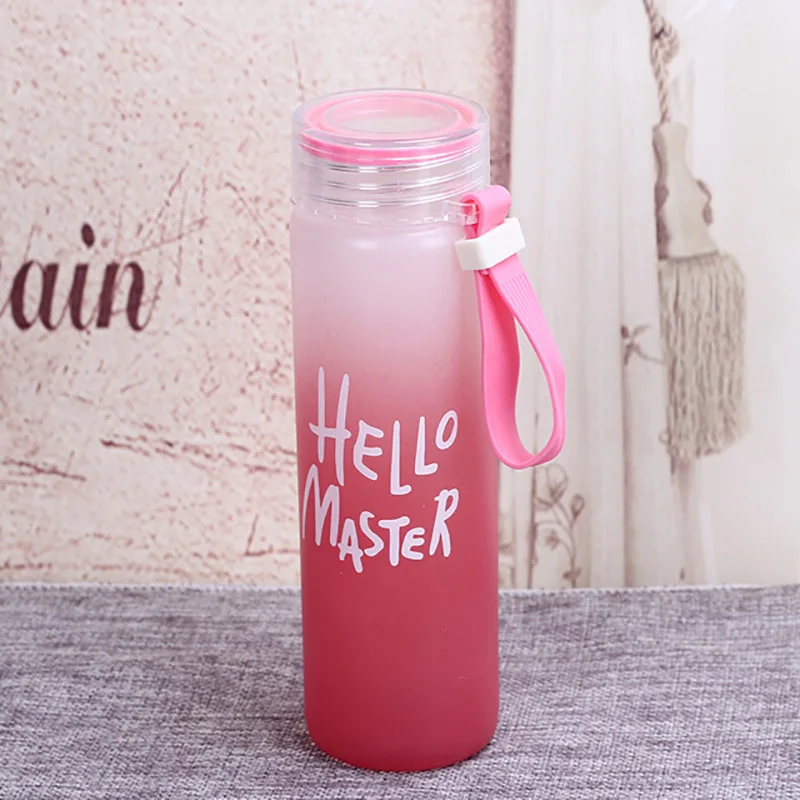 BAISPO бутылка для воды из матового стекла для фитнеса, здоровая бутылка 400 мл, летняя чашка для лимонной воды, бутылки для напитков, для пикника на открытом воздухе - Цвет: Red