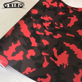 

50cmx300cm Black Red Gray Camouflage Vinyl Foil Car Wrap Film With Air Channel DIY Motorbike Scooter Hood Roof Car Sticker Decal