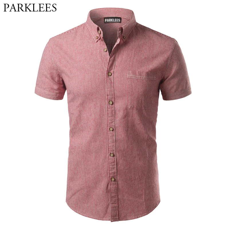 Mens Vertical Striped Button Down Dress Shirts 2019 Brand Design Short Sleeve Slim Fit Chemise Homme 100% Cotton Shirt for Men Mens Vertical Striped Button Down Dress Shirts 2019 Brand Design Short Sleeve Slim Fit Chemise Homme 100% Cotton Shirt for Men