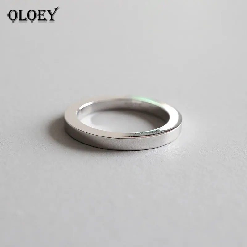 

OLOEY Real S925 Sterling Silver Adjustable Rings for Women Personality Smooth Line Thin Knuckle Ring Japan Korea Jewelry YMR631