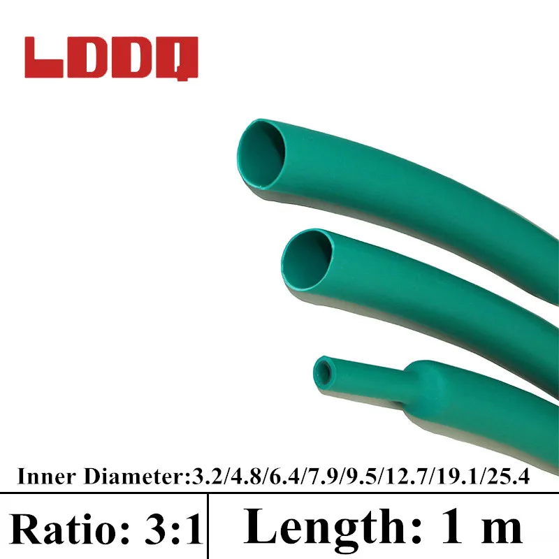 LDDQ 1m Shrink Tube 31 Green with Glue Waterproof Shrinkable Tubing