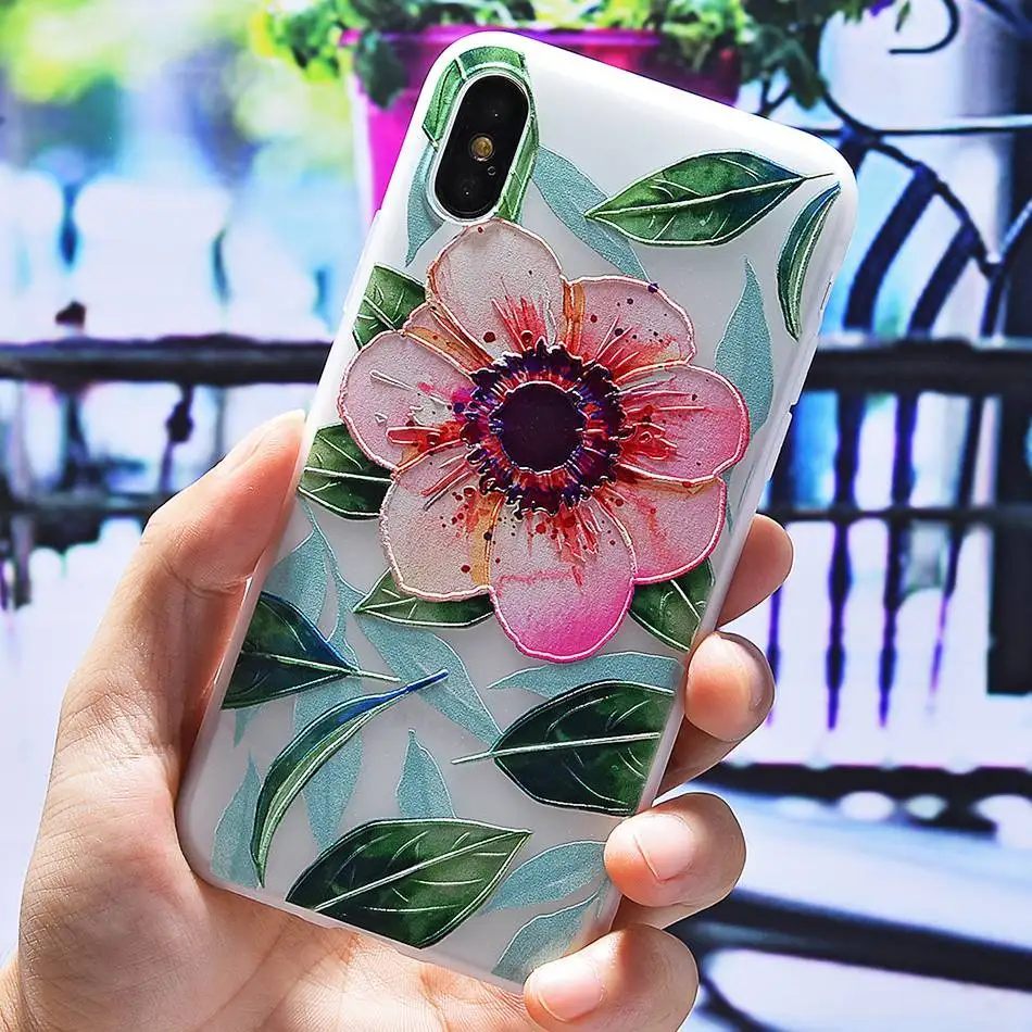 3D Silicone Relief Floral Case For iPhone XS Case For iPhone 2018 XS Plus Soft TPU Flower Matte Case Cover Phone Cases On        (30)