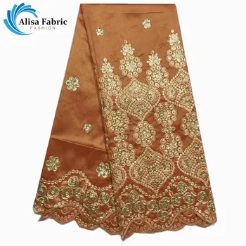 

Alisa Special Design Indian George Lace Fabric High Quality Embroidery African Silk George Lace Fabric with sequins For Dress