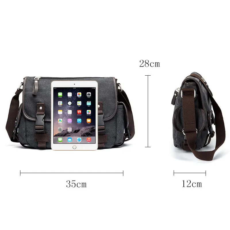 Bolso de hombro Vintage para hombre, bolso cruzado de viaje, bolso de mensajero de lona informal, bolso multifunción para ordenador portátil, bolso escolar Bolso de hombro Vintage para hombre, bolso cruzado de viaje, bolso de mensajero de lona informal, bolso multifunción para ordenador portátil, bolso escolar