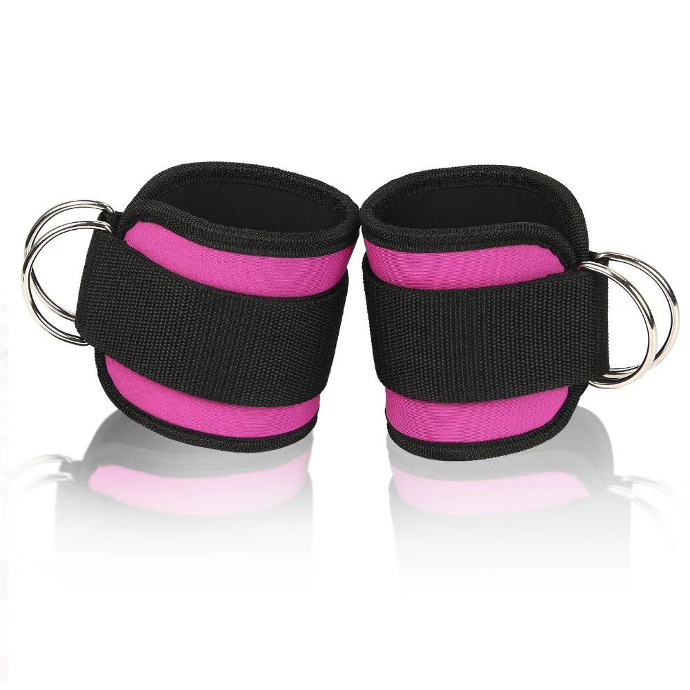 

1 Pair Adjustable D-Ring Ankle Straps Resistance Bands Latex Elastic Band Support Ankle Protector for Leg Stretching Workout