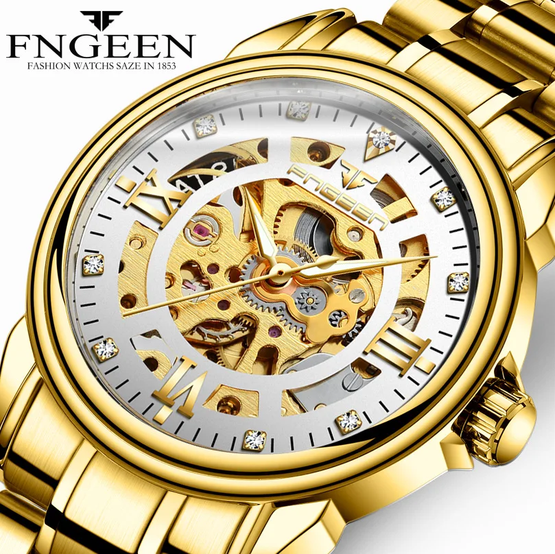 Hollow-out Automatic Mechanical Watch Casual Waterproof Mechanics Pointer Couple Watches ZF9788