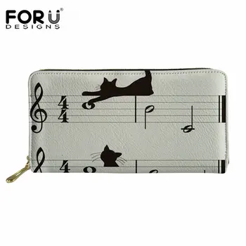 

FORUDESIGNS Brand Design Women Wallet Music Note Cat Pattern Multifunction Long Purse Girls Ladies Fashion PU Leather Wallets