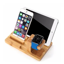 Real Bamboo wood Desktop Stand for iPad Tablet Bracket Docking Holder Charger for iPhone Charging Dock for Apple Watch