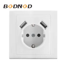 Розетки настенная розетка usb двойной зарядка через USB Порты и разъёмы 5 В 2A стены переходник для зарядного устройства ЕС розетка с usb Мощность гнездо белый роскошные Панель,розетка с usb,розетка usb,розетки с usb