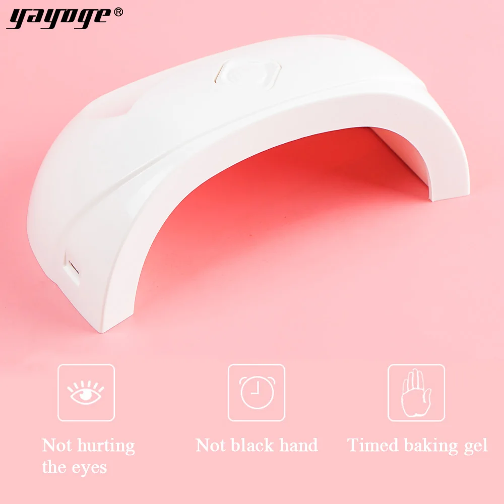 

Yayoge 60s Portable Timing Curing Light 18w Nail Art Machine Mini USB UV Gel Lamp For All Kinds of Gel 6 Leds Sun Light UV Lamp