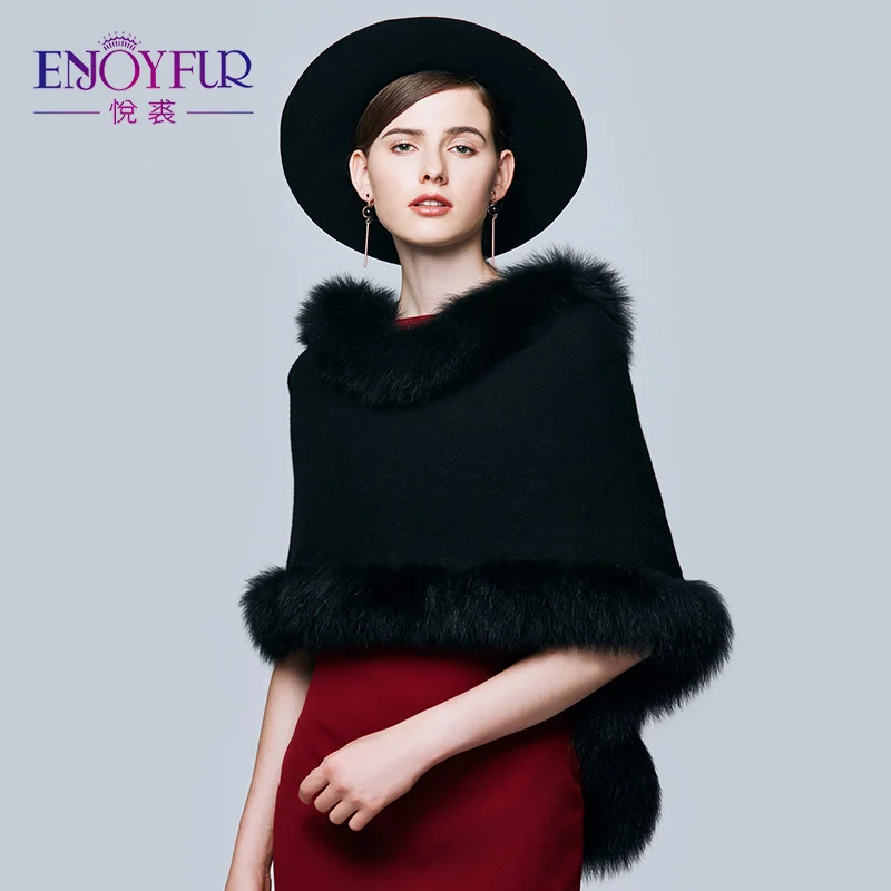 Женский теплый шарф ENJOYFUR, шаль с натуральным мехом чернобурки на зиму - Цвет: F033