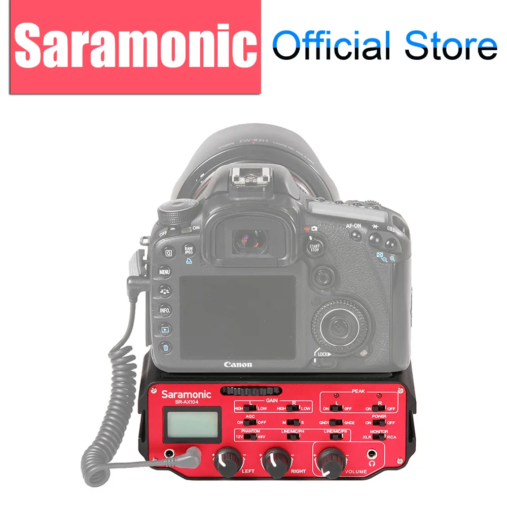 Saramonic SR AX104 2 channel XLR Microphone Audio Adapter Mixer with