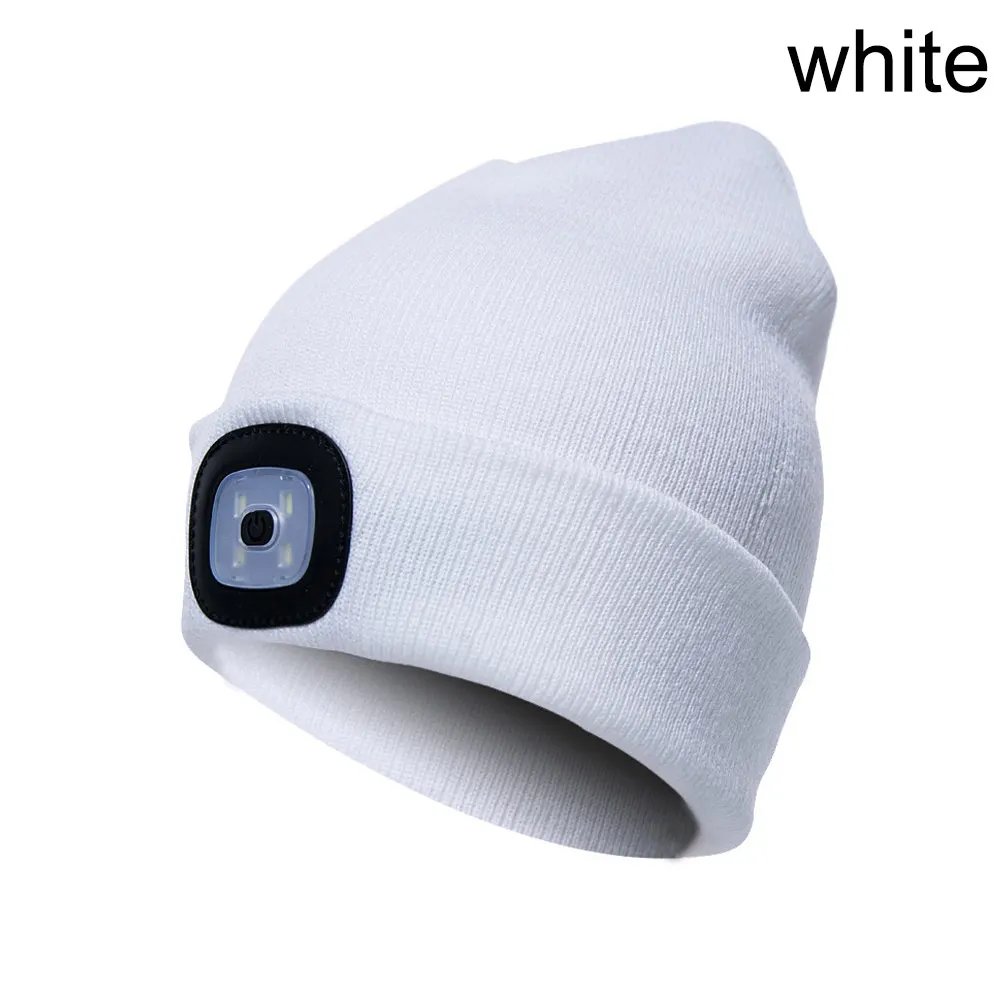 1 шт. яркий 4 светодиодный зимний теплый бини Кепка шапка унисекс USB Перезаряжаемый фонарик для кемпинга пешего туризма FDC99 - Цвет: Белый