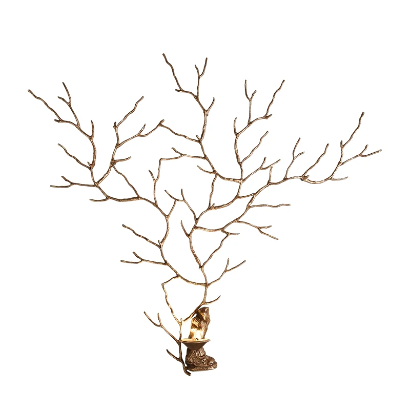 

Phube Lighting Artistic Copper Branches Wall Lamp Dear Head Wall Light Villa Hotel Club BedroomBedside Wall Lamp Copper Sconce