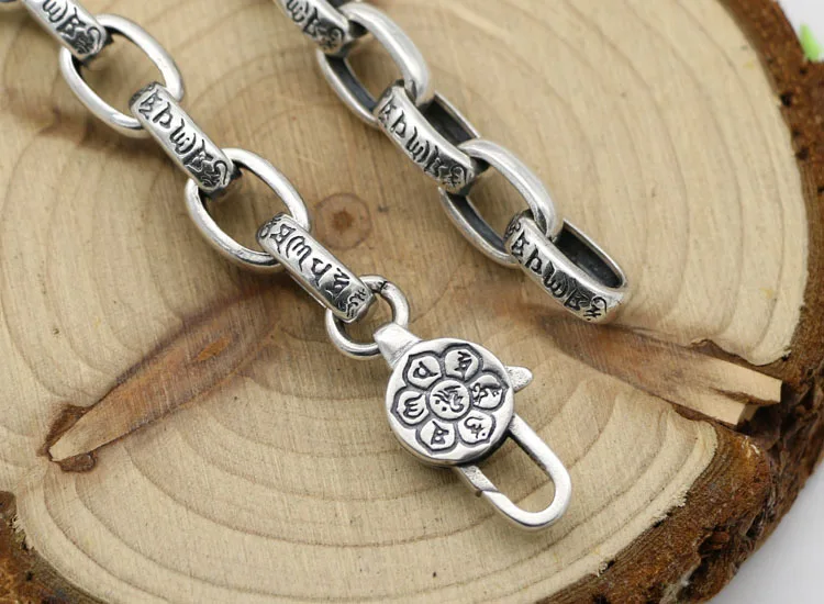 Authentic-S925-Sterling-Silver-Men-And-Women-Retro-Thai-Silver-Six-Words-Bracelets-Fashion-People-Punk (3)