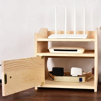 

Wood Wireless Wifi Router Storage Box Plug Board Bracket Wall Hanging Storage Rack Power Cable finishing organizer Home Decor