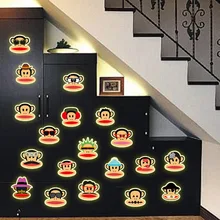 Noche Luminosa 3D Pegatinas de Pared Creativo de Brillante Colorido de Dibujos Animados Mono de Vinilo Calcomanías para Niños Habitación Decoración de La Pared