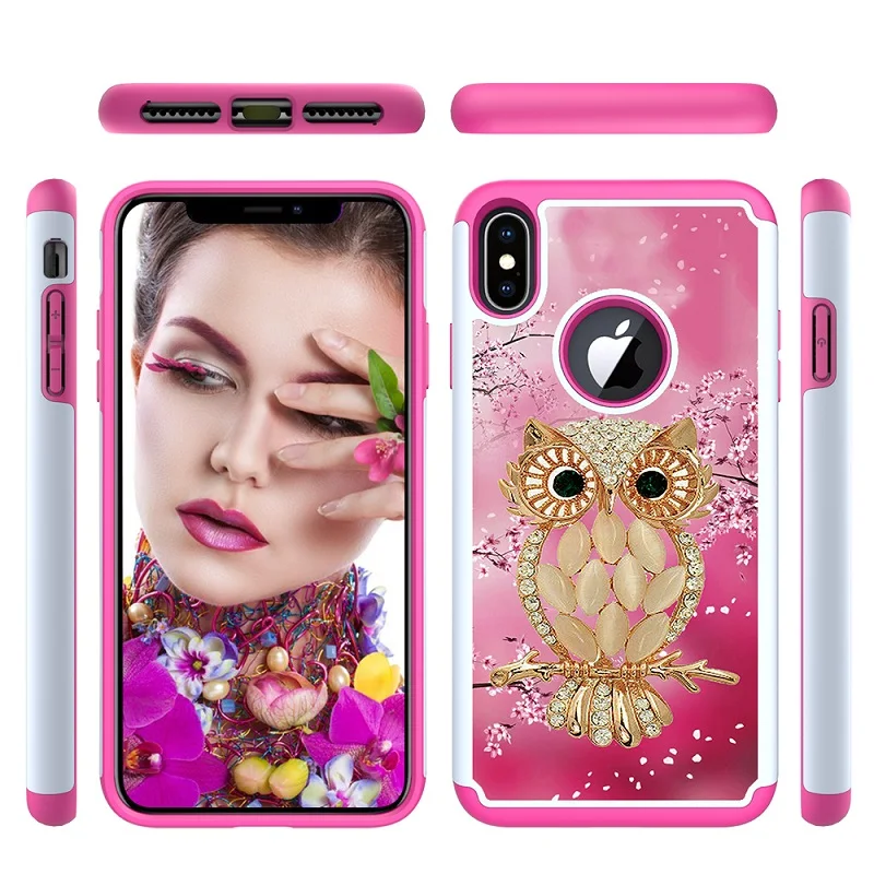 

2019 new two-in-one painted fabric shell owl mobile phone case for Apple iPhone 6 7 8 6S 6SPlus 7Plus 8Plus X XS XR Xsmax