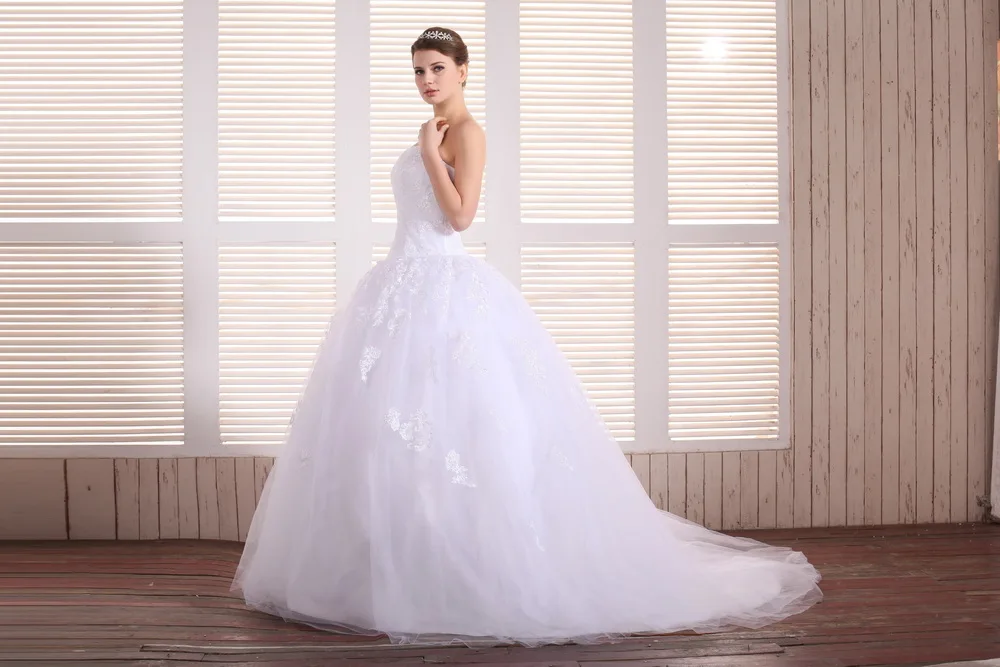 Robe De Mariage романтический Кружева Аппликации Белый Винтаж торжественные платья 2017