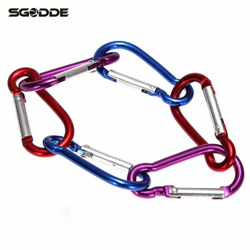 SGODDE 1 قطع سلسلة حلقة تسلّق معدنيّة الربيع كليب المفاجئة حلقة مفاتيح على شكل خُطّاف سلسلة D مشبك حقيبة أدوات ألومنيوم محمولة للتخييم التنزه تس...