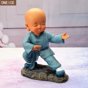 

Kungfu Little Monk Sculpture Chinese Style Resin Hand-carved Buddha Statue Cute Home Decoration Accessories Gift Statue