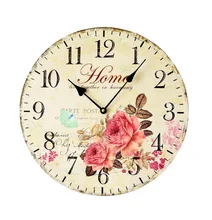 35CM Flower Wood Mute Wall Clock Pastoral Style Rimless Large Digital wall Clocks Living Room Home Decoration Gifts Crafts