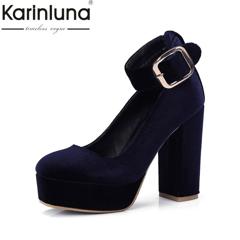 

Karinluna Large Size Top Quality 32-42 Super High Heels Ankle Strap Women Shoes Woman Fashion Platform Pumps Shoes Footwear