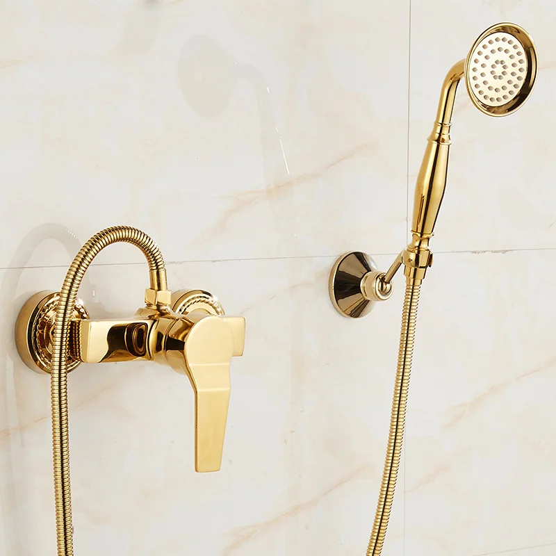 Bathtub Faucets Luxury Gold Brass Bathroom Faucet Mixer Tap Wall