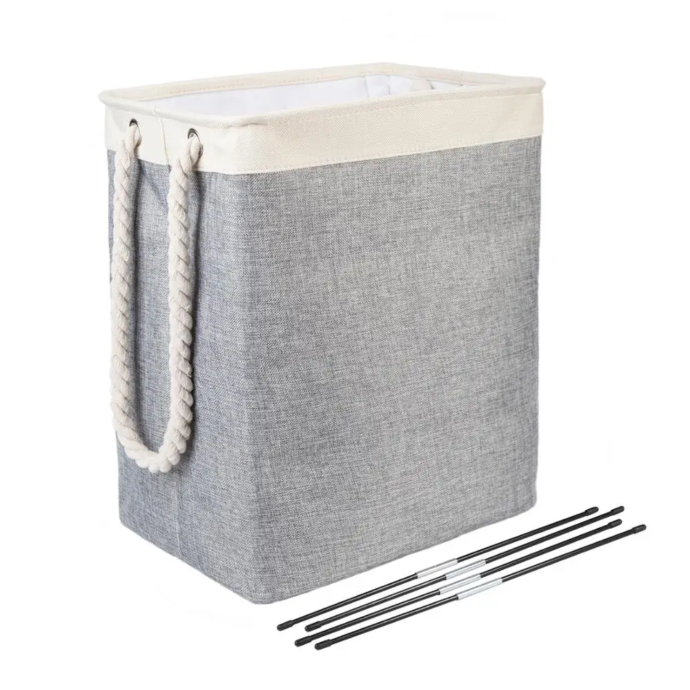 

Laundry Hamper Basket with Carry Handles & Detachable Rods, Great for Clothing, Linens, Toy Storage Organization, Closest