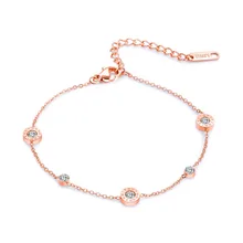 

Fashion Round Design Foot Anklet Bracelet Roman Numerals Stainless Steel Rose Gold Color Cubic Zirconia Anklet Jewelry GZ057