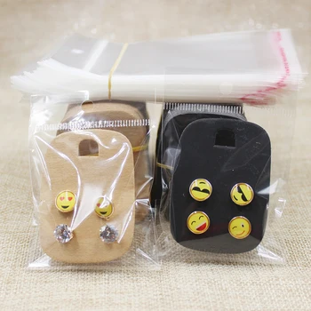 

6*4.3cm paper blank black/kraft stud earring display card 100pcs +100 opp bag for jewelry earring display show