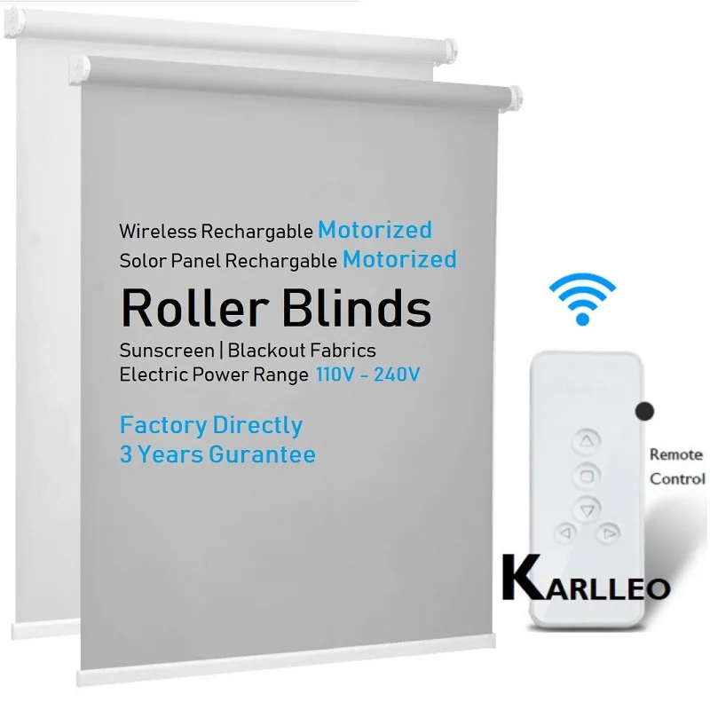 

High Quality Electornic Motorize Blackout Roller Blinds Shades Customize Sizes Or Manual Control
