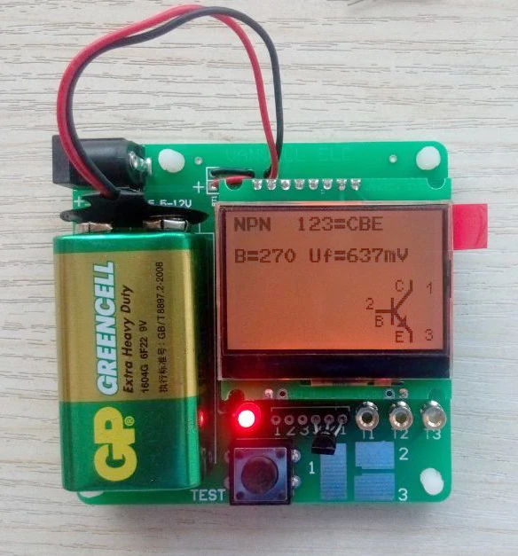 

9V type M8 transistor tester upgrade M328 version ESR LC meter multifunctional tester without battery