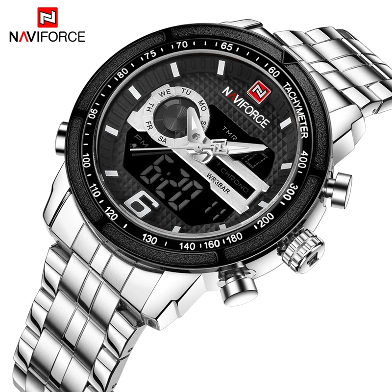 

NAVIFORCE Watches Men Luxury Brand Military Steel Wristwatch Luminous Analog Digital Date Week Alarm Display Relogio Masculino