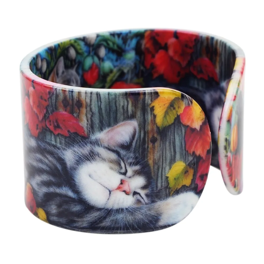 【Hengli jewelry story】Bonsny Plastic Elegant Kitten Bangles Bracelets Fashion Craft Jewelry For Women Girl Accessories Wholesale. 