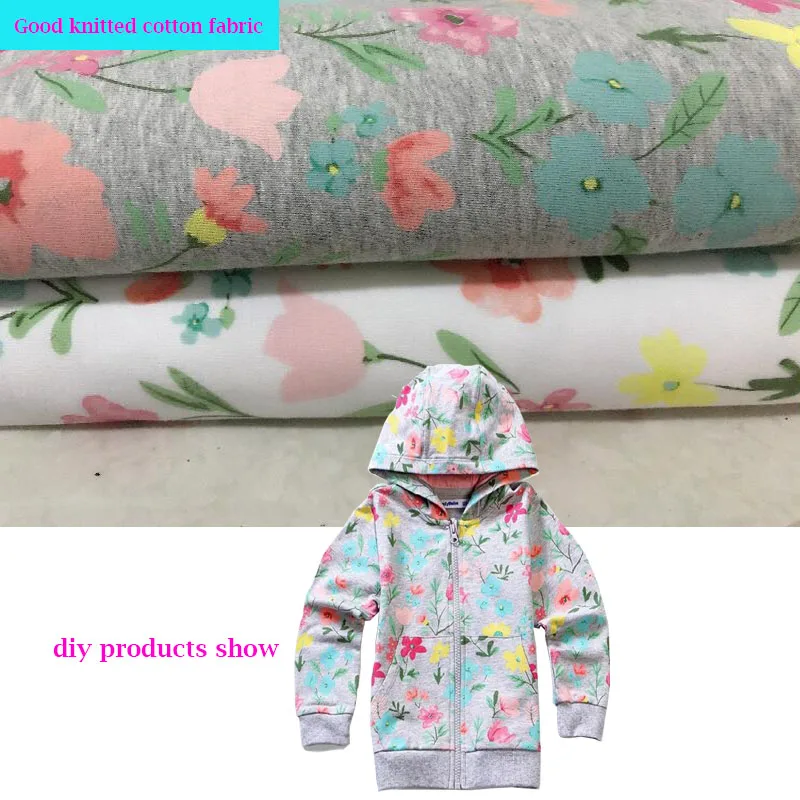 Хорошая махровая ткань, трикотажная в виде цветка, из хлопковой ткани, эластичная ткань с принтом, материал для шитья, детская спортивная верхняя одежда «сделай сам»