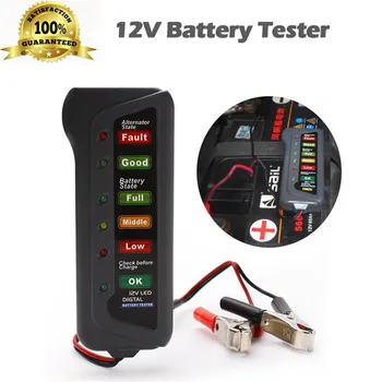 

kongyide Car Scanner 12V Digital Battery Alternator Tester 6LED Lights Display Diagnostic Tool Brake fluid tester mar21