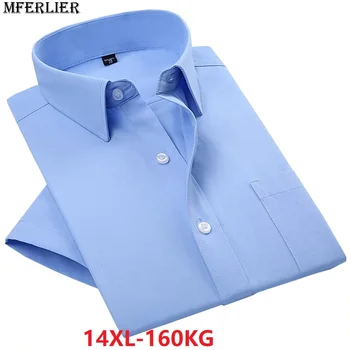 

MFERLIER summer large size shirt 7XL 8XL 10XL men cotton short sleeve plus big size wedding formal shirts 9XL 14XL 12XL 11XL 6XL