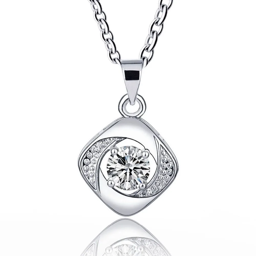Download New Simple Prism Shaped Crystal Charm Necklaces & Pendants for Women Silver Color Link Choker ...